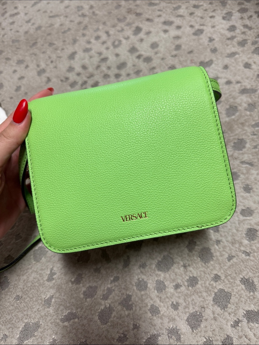 Versace Neon Green Leather Medusa Crossbody Bag - Picture 4 of 10